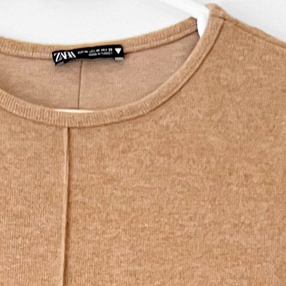 NEW ZARA Cotton Blend Knitted Mini Dress in light Camel Colour, Size M - Picture 10 of 15